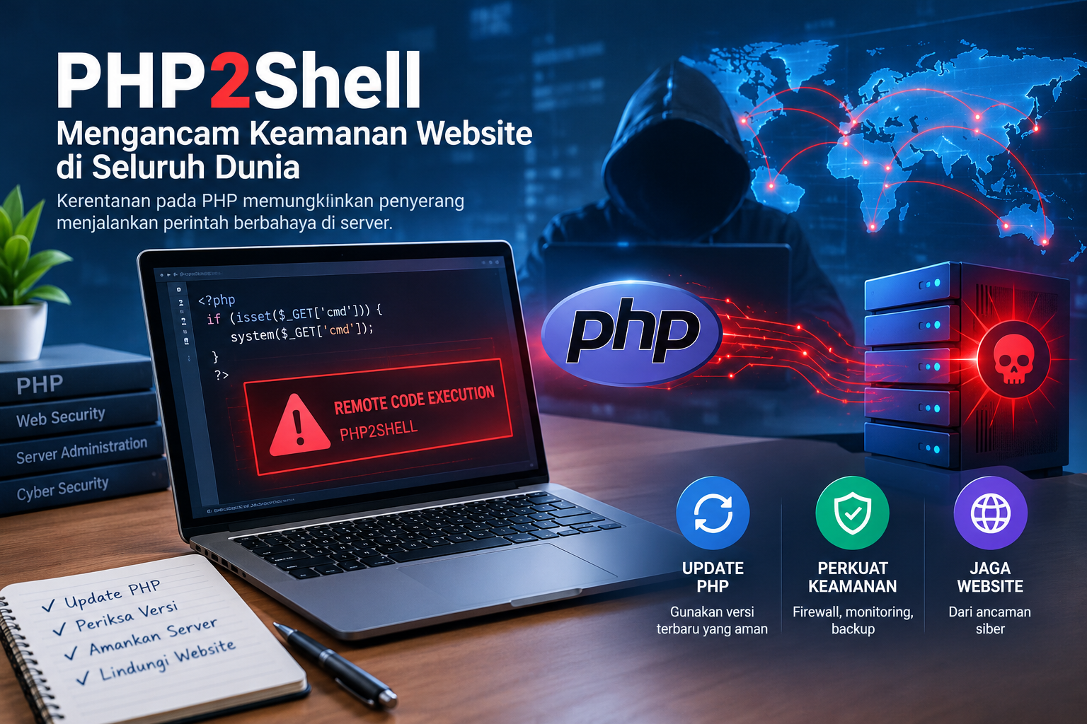 PHP2Shell Mengancam Keamanan Website di Seluruh Dunia, Pengelola Situs Diminta Segera Memperbarui Sistem
